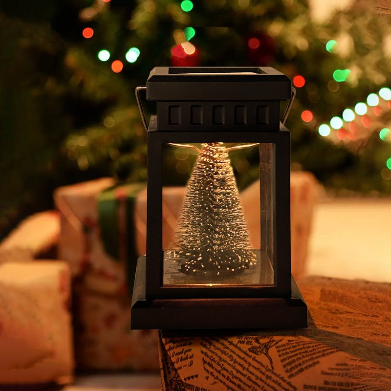 Solar LED Christmas Tree Lanterns – Waterproof Outdoor Hanging Lights For Garden, Patio & Festive Decor (6-Hour Runtime, Warm Yellow Flashing)_voghion.com