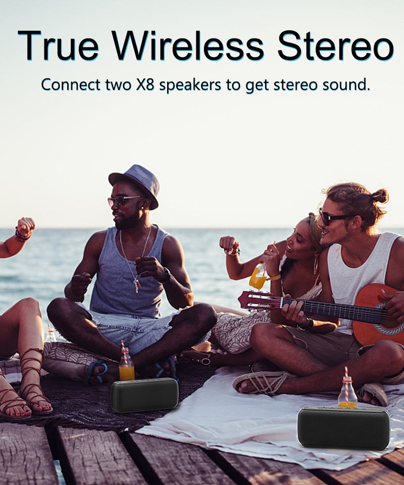 Großer Sale X8 60W Tragbare Outdoor-Lautsprecher Bluetooth-Wireless Bass Subwoofer Wasserdicht 6600mAh TWS Funktion Unterstützung TF/AUX_voghion.com