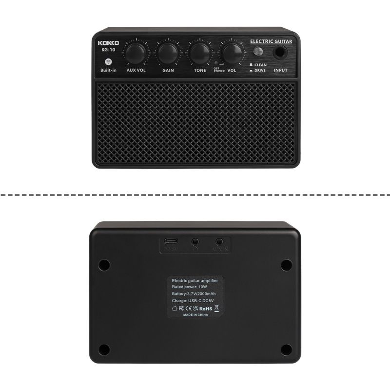 Kokko 10 W elektromos gitár hangszóró újratölthető hordozható audio Bt/fejhallgató csatlakozó 6,35 mm-es univerzális interfész csatlakozó_voghion.com