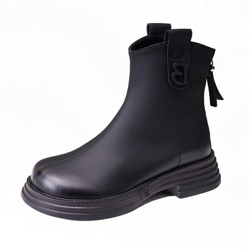 Clearance Short For Women Winter Thick British Style Martin Soft Sole Chimney Versatile Slim Boots Mid-Calf_voghion.com