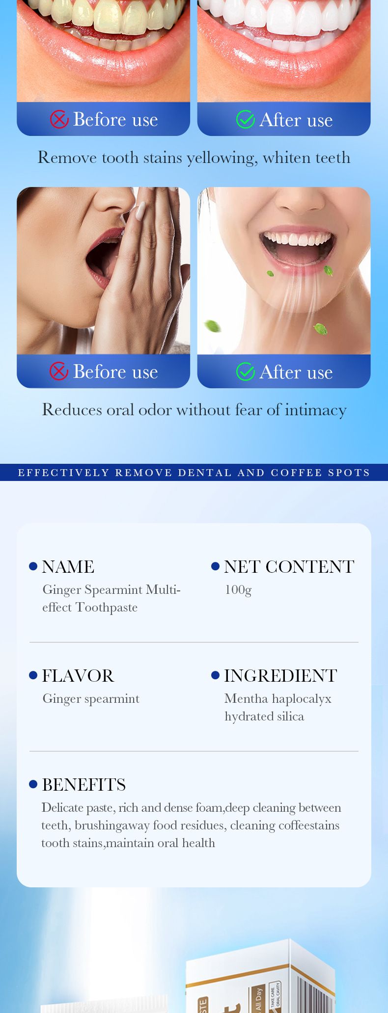 Minz-Zahnpasta 100g SADOER Propolis Meersalz Ingwer Reinigt Zahnstein und stärkt die Zähne_voghion.com