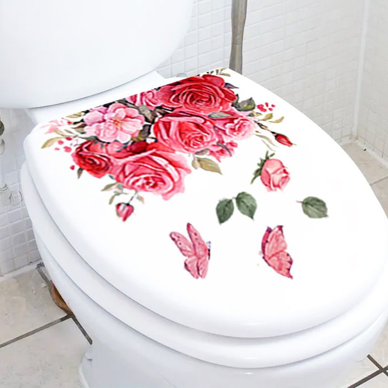 Rose Schmetterling Abdeckung PVC N1916 Dekoration Toilette Wandaufkleber_voghion.com