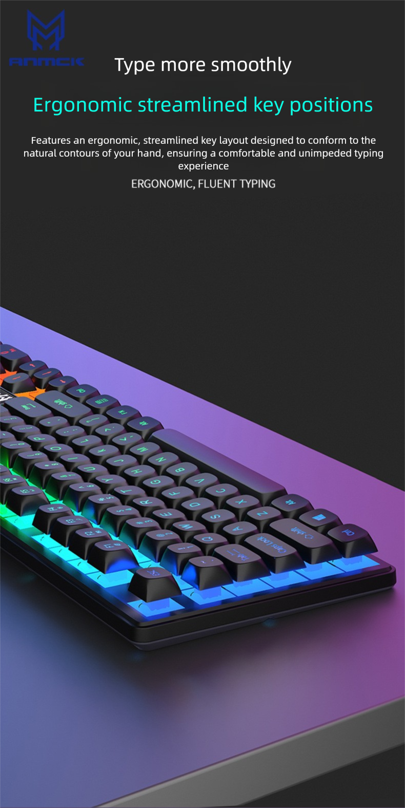 Moken Private Model Wired Gaming Keyboard With Lighting, Mechanical Feel, Good For Typing, Office Gift_voghion.com