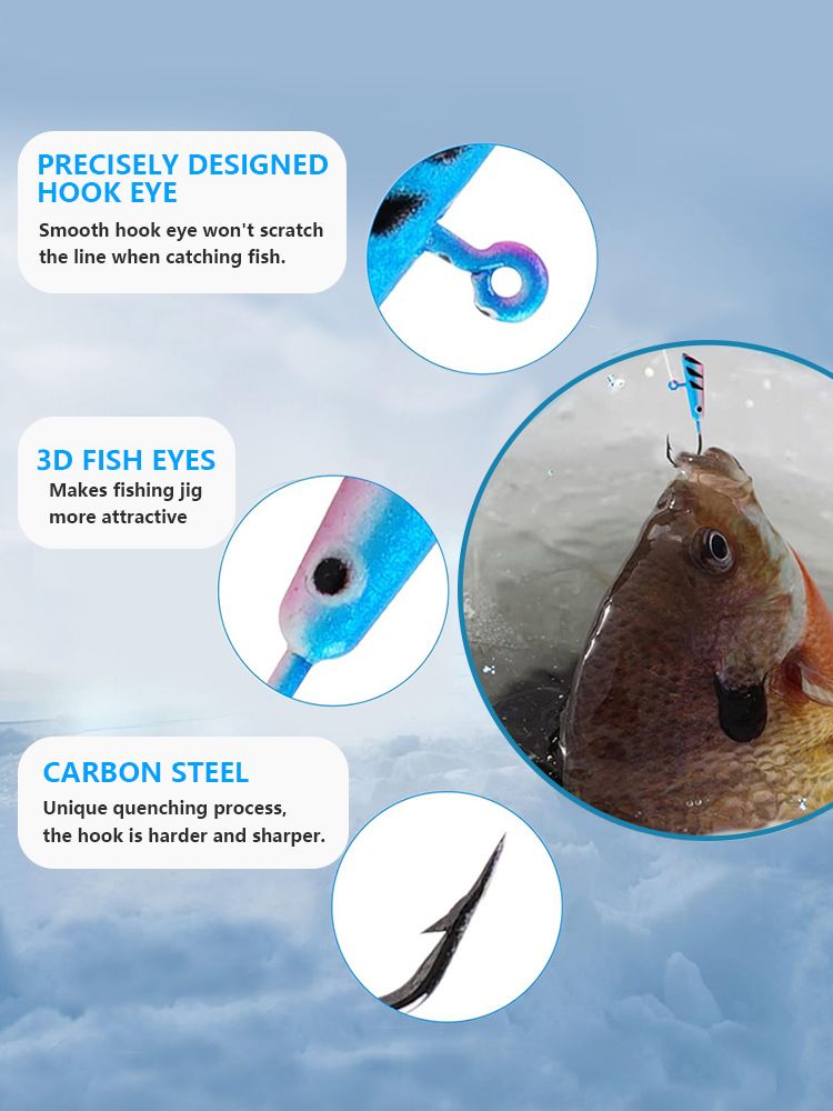 Isca Micro Ice Luminous Root Hooks Silkworm Mini Lead Head Conjunto de anzóis de pesca de inverno_voghion.com