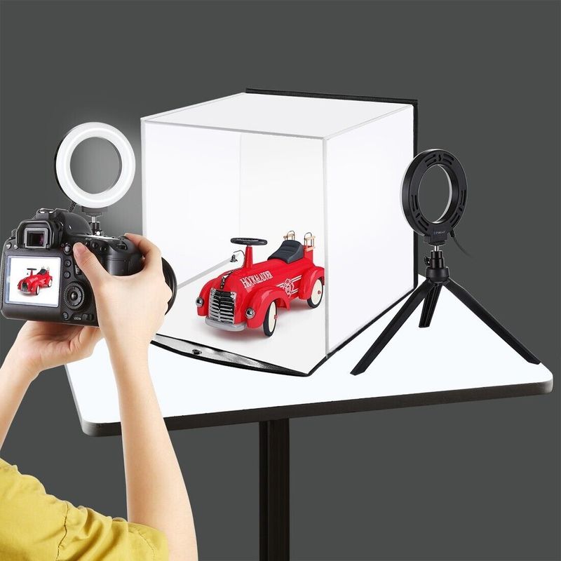 PULUZ 30cm Folding Portable Studio Shooting Kit 2 Ring Lights, 6 Colors Backdrop_voghion.com