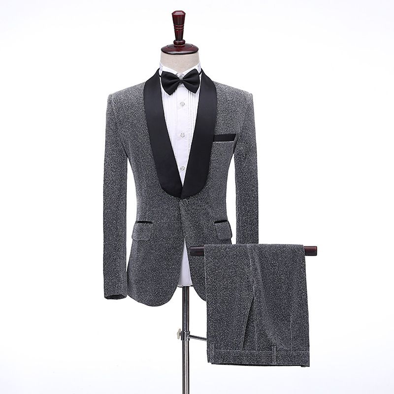 CT Host Green Fruit Collar Colorful Shiny Silk Suit Set Singer Stage Performance Costume Photo Studio Bar DJ Men's Formal_voghion.com