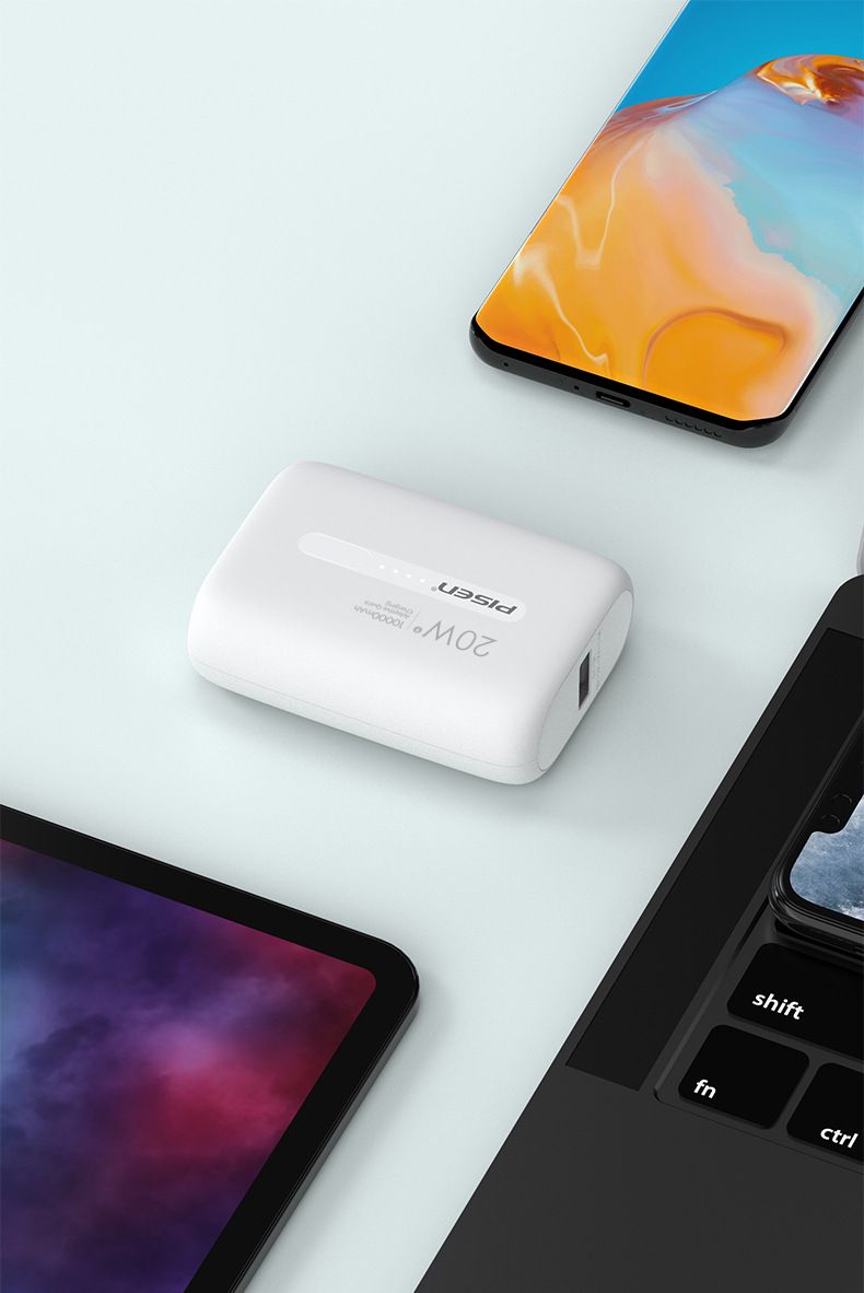 Pisen 10000mAh Power Bank 20W Portable Ultra-Thin Compact Compatible With IPhone Android Universal Half-Screen_voghion.com