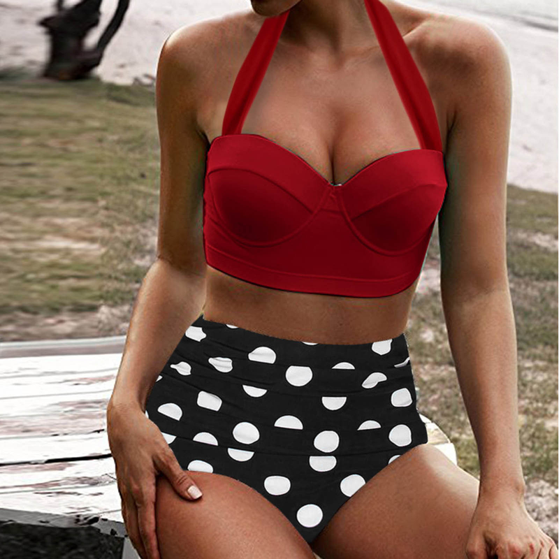 hard bag push-up slimming BIKINI high-waisted women's sexy bikini split swimsuit_voghion.com