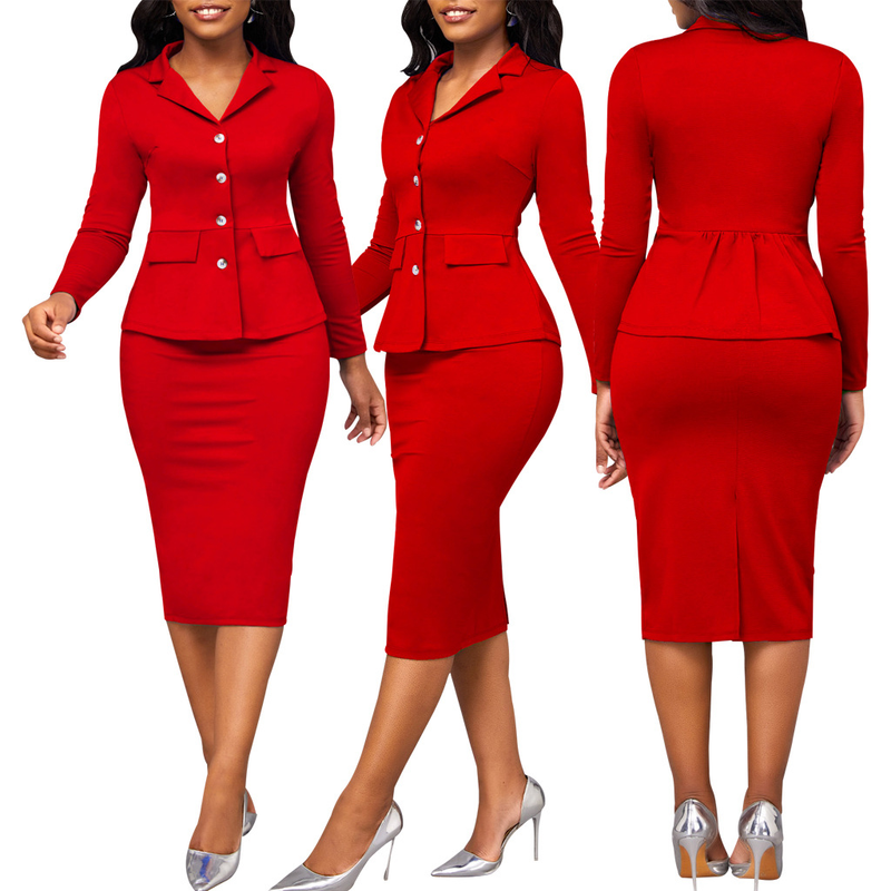 Ensemble deux pièces pour femmes, sexy, mode, couleur unie, manches longues, col blanc, ensemble deux pièces_voghion.com