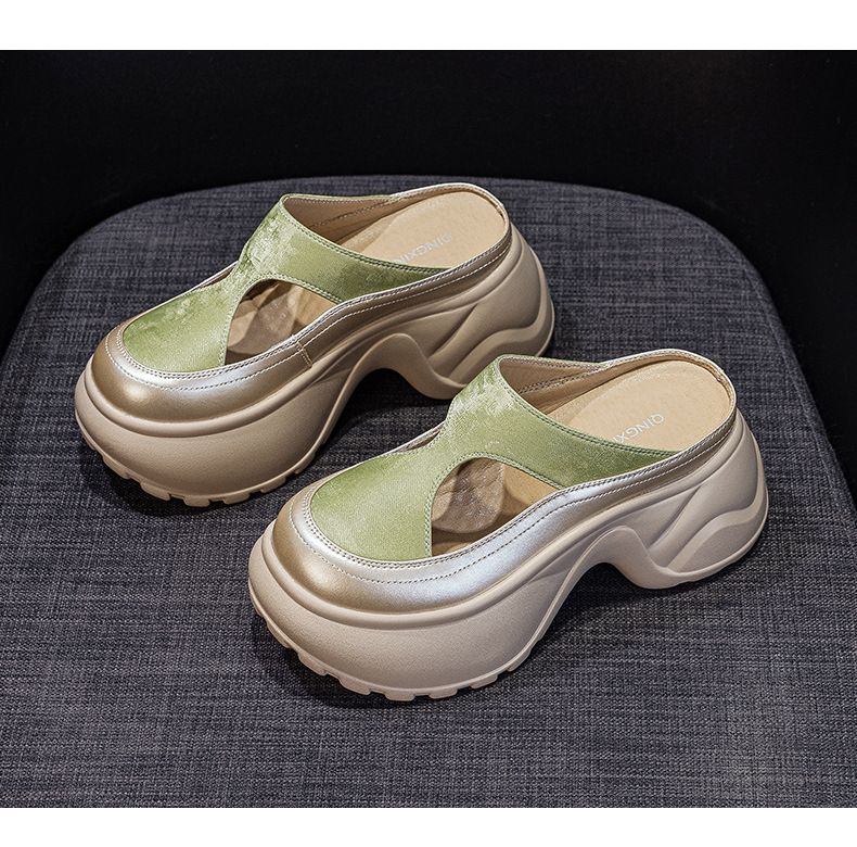 Small Thick-soled Bag Head Slippers Female One Pedal Lazy Wear Casual Versatile Cool Slippers_voghion.com