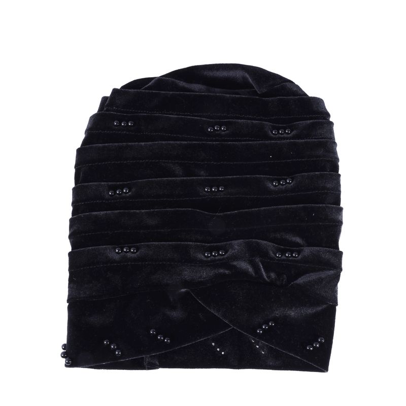 Velvet Pearl Turban Hat – European & Korean Style Folding Pile Hat (In Stock)_voghion.com