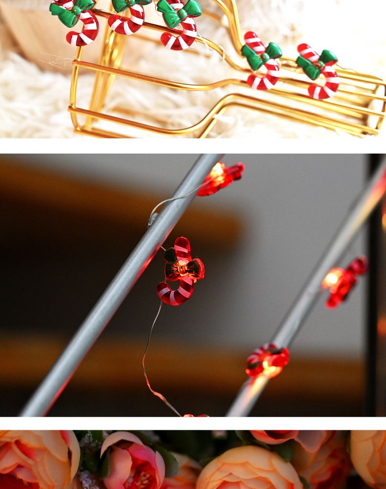 Decorazione natalizia a LED con luci colorate e atmosfera a forma di canna rossa_voghion.com
