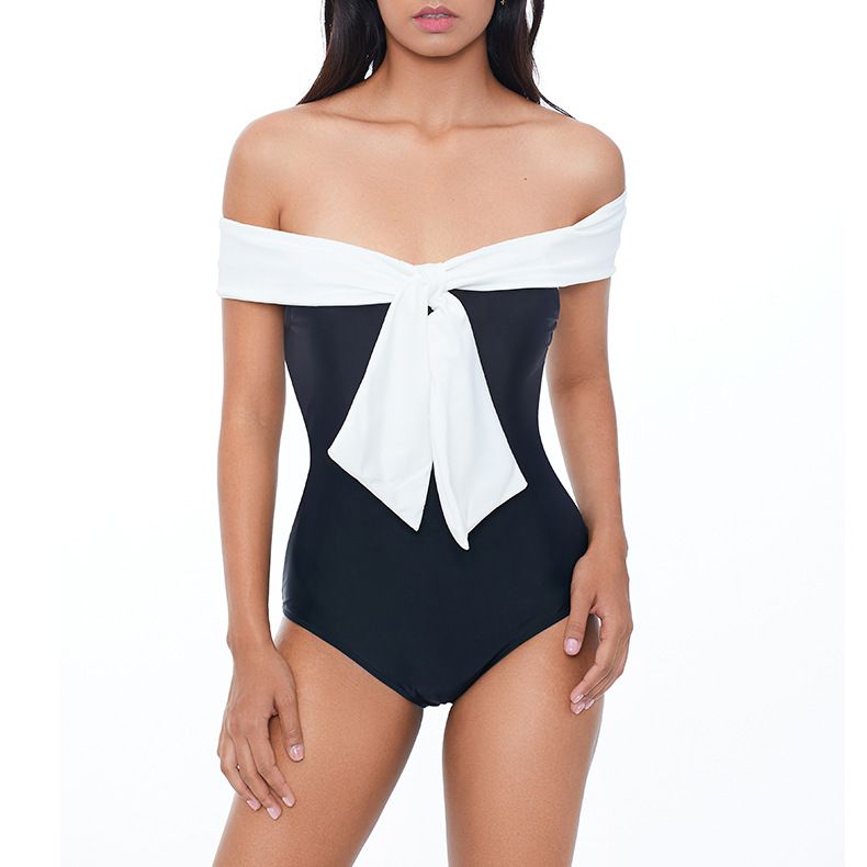 2024 Fashion New Swimsuit Solid Color Sexy Strapless Bare Sunscreen One Shoulder Jumpsuit Women's Set_voghion.com