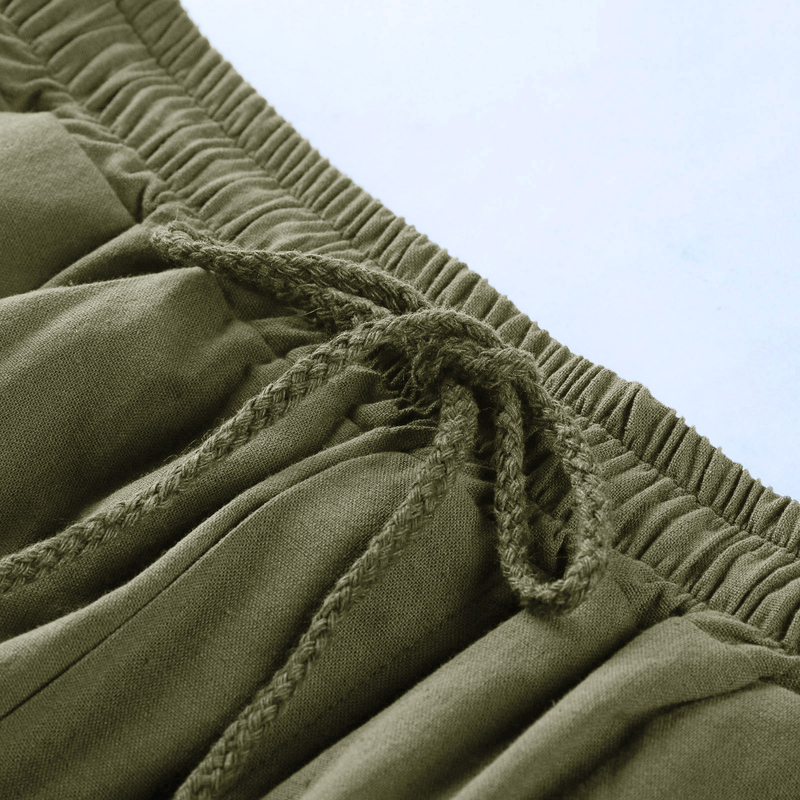 2022 nuovi pantaloncini di lino multitasche con lacci pantaloni da lavoro da spiaggia da uomo_voghion.com