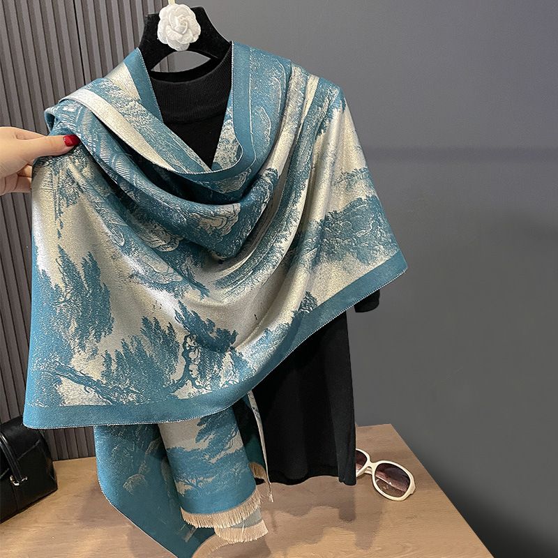 Herbst und Winter doppelseitiger Kaschmir verdickter warmer Tencel-Baumwollschal, klimatisierter Raumreisehals_voghion.com