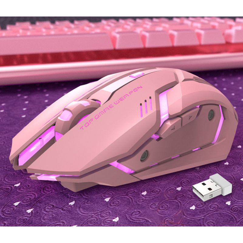 New Silent Cute Glowing Pink Wireless Charging Gaming Mechanical Mouse_voghion.com