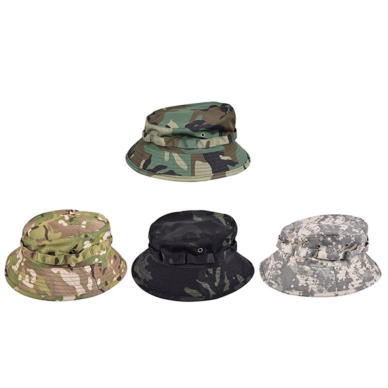Nowości 1 szt. Boonie Hat Military Tactical Bucket Hats dla Safari Men Women Hunting Fishing Outdoor Camo Camouflage Cotton Sun Cap_voghion.com
