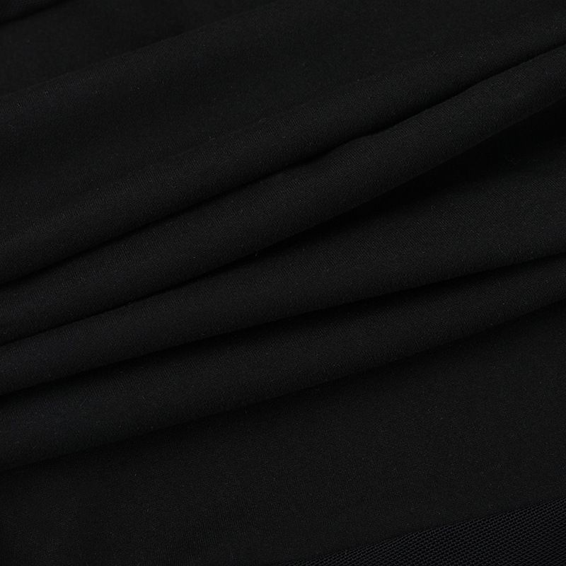 Abito bustier con pannello in rete trasparente e vita arricciata - Gonna midi fluida per donna, abbigliamento casual e per feste estive_voghion.com