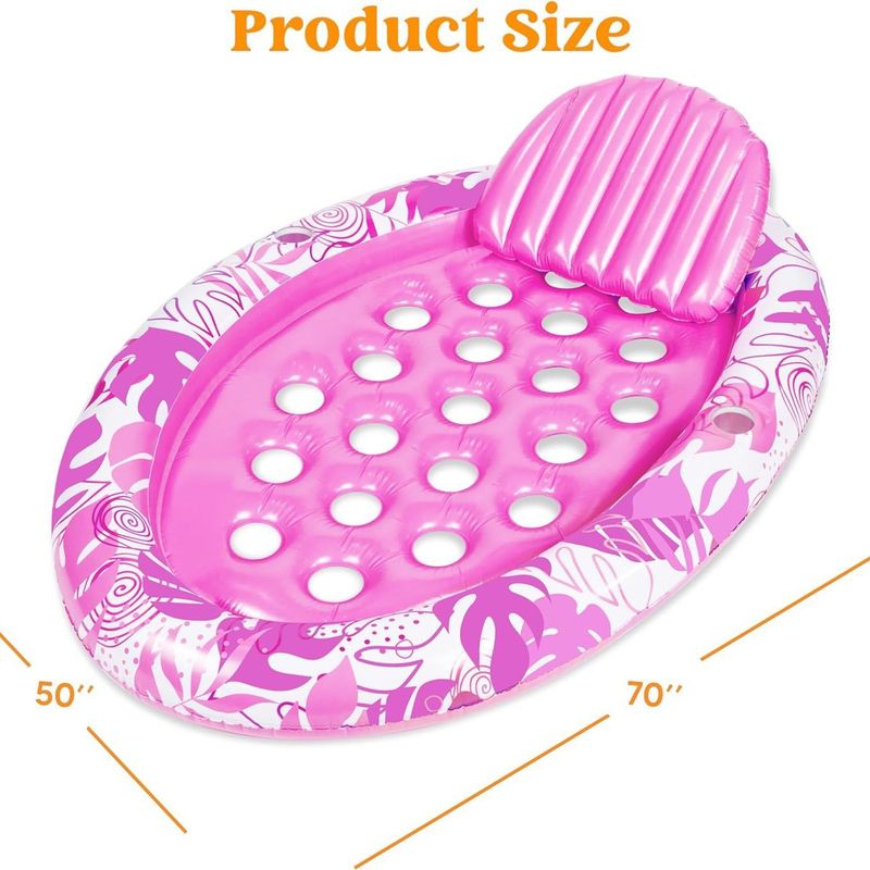 Inflatable Water Maple Leaf Luminous Lounge Chair U Shaped Seat Hole Hole Floating Bed Backrest Floating Row Swimming Seat Ring_voghion.com