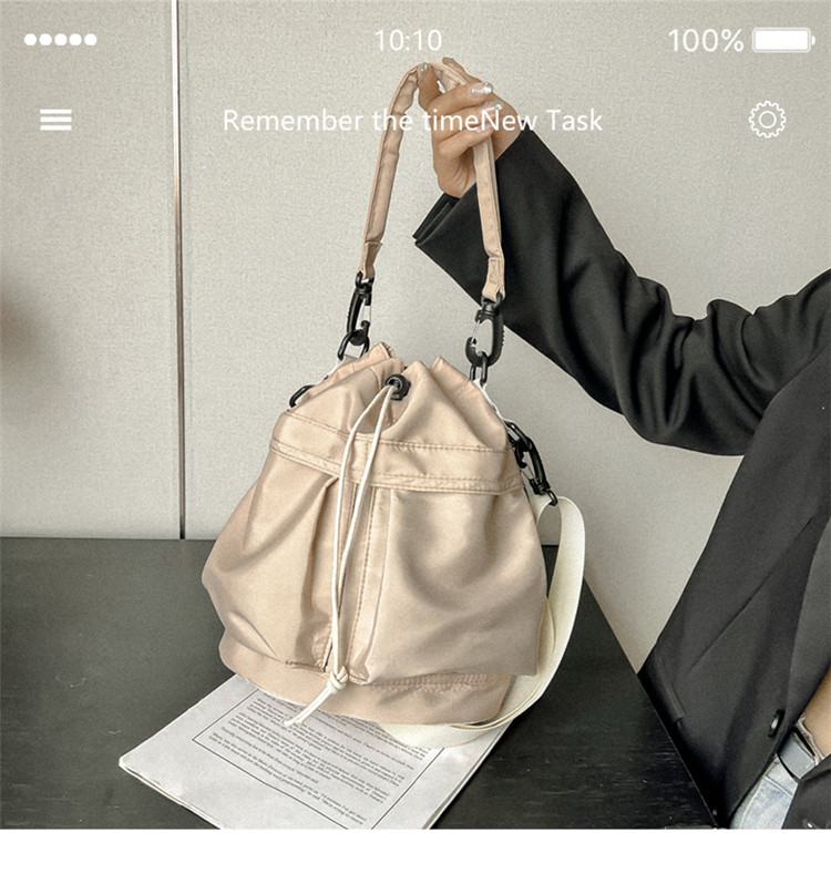 Eenzel Schëller-Crossbody-Täsch, Casual Schnürpäck, Liichtgewiicht Handtasche mat grousser Kapazitéit, Nylon-Eemertasch fir Fraen_voghion.com