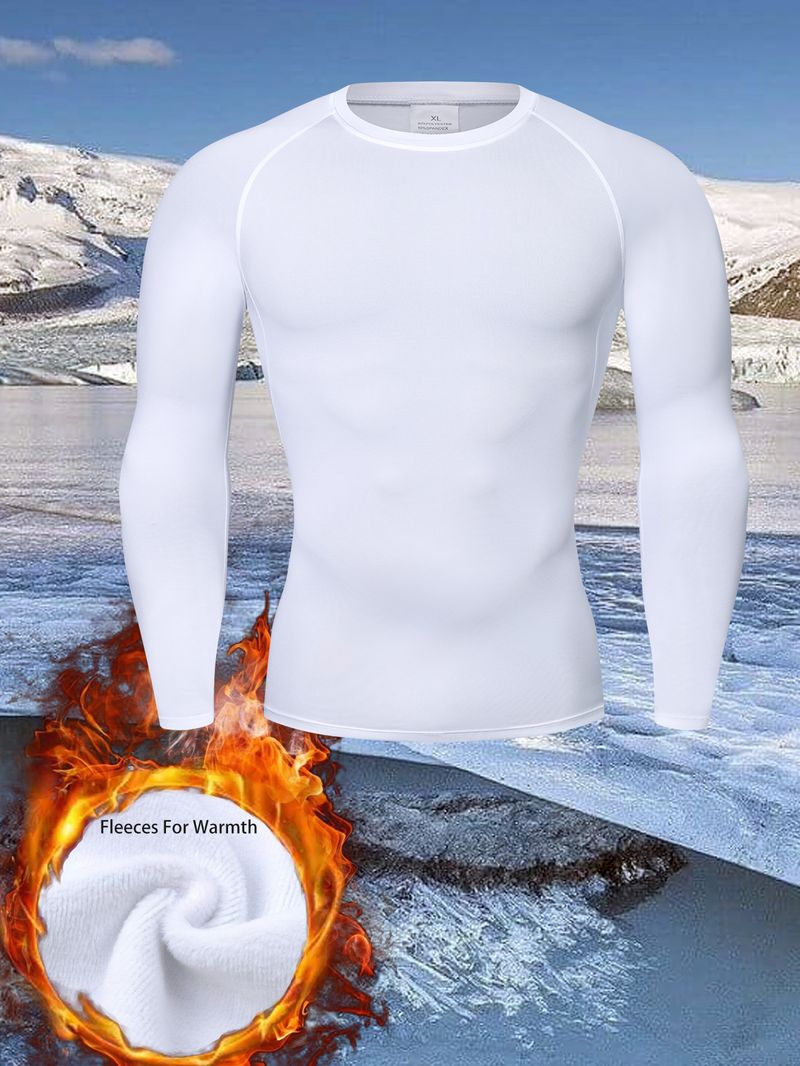 Autumn Winter Fleece-Lined Sportswear Set For Men Outdoor Skiing Running Quick-Dry Tight Fitness Base Layer Thermal_voghion.com