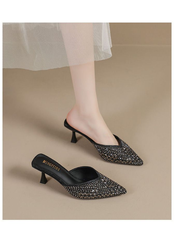 Fine Heeled High Heels With French Pointed Toe Slippers For Summer Wear. 2025 New Cool And Oversized Women's Shoes_voghion.com