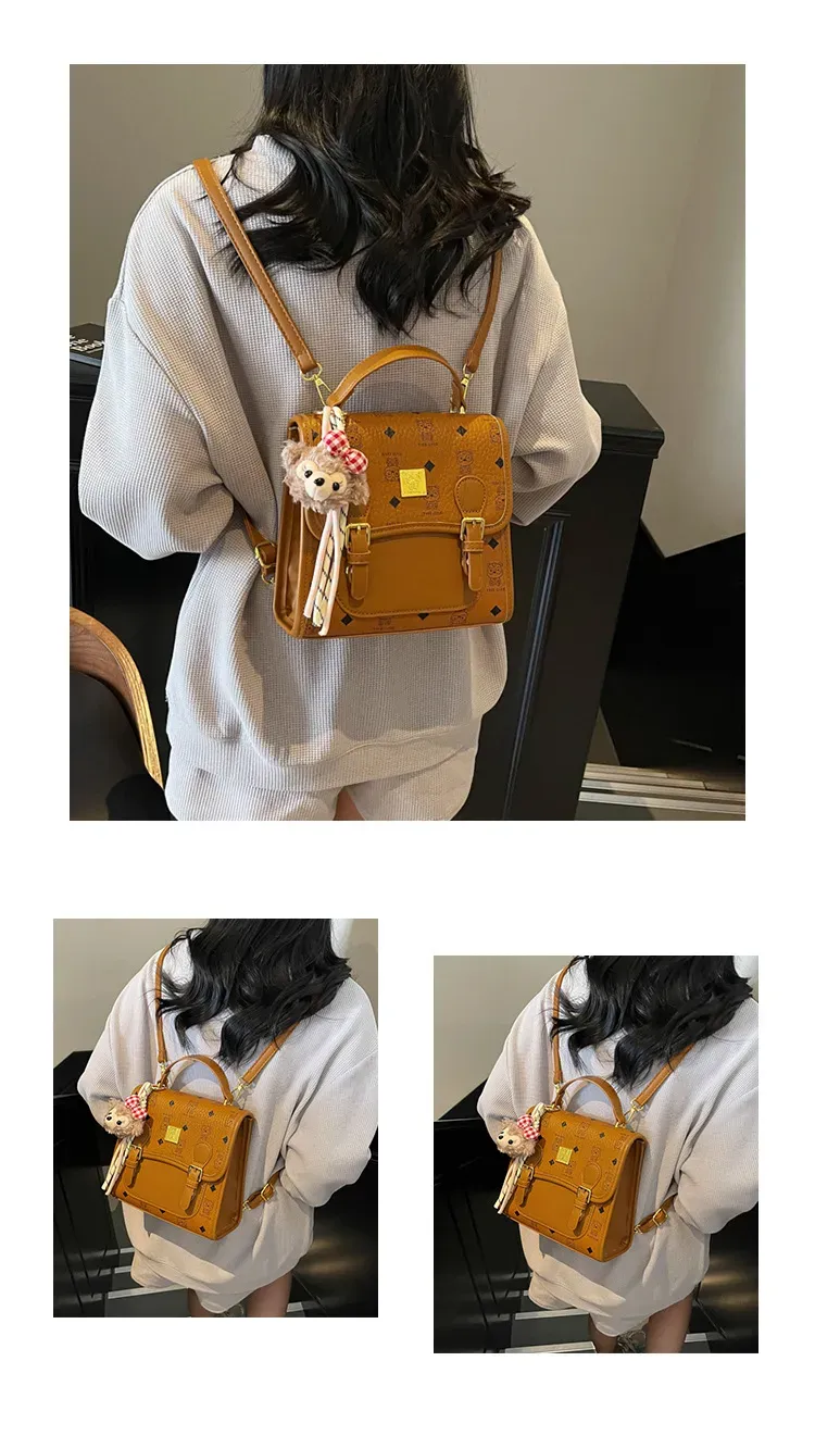Designer Trendy Contrasting Printed Small Square Bag Casual And Versatile Commuting Backpack For Women_voghion.com