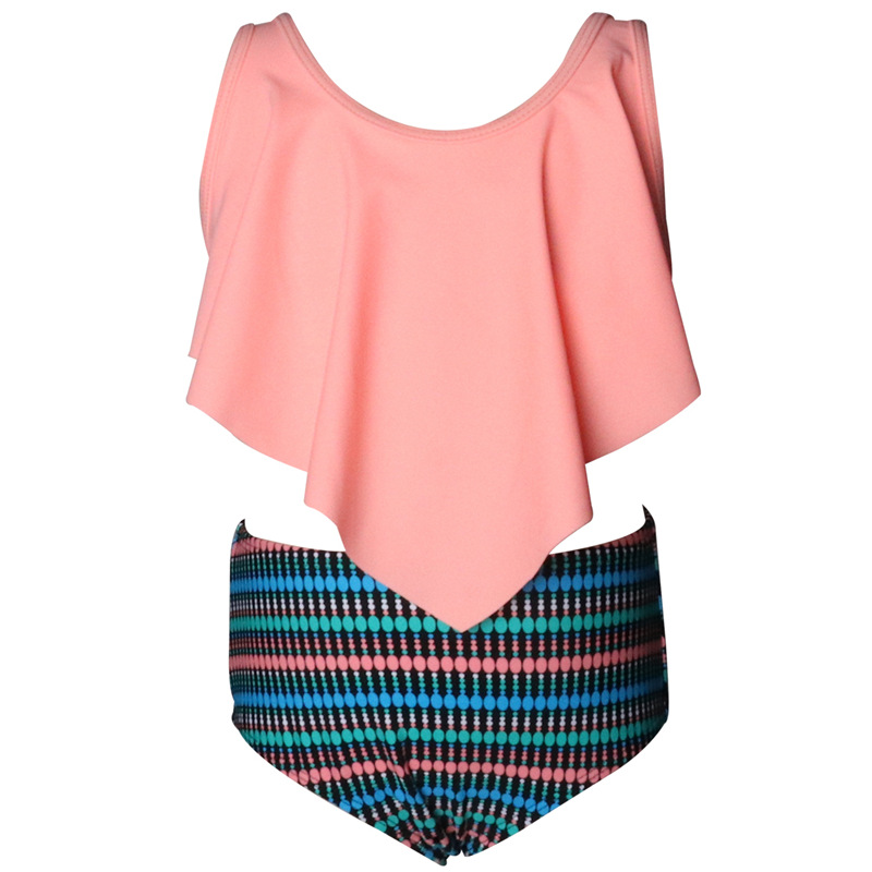Maillot de bain familial, maillot de bain pour enfants, double bord volant, pour filles_voghion.com