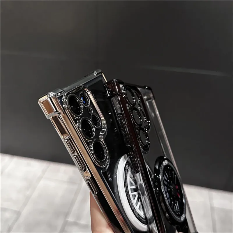 Placcatura Trasparente Con Supporto Ad Anello Custodia Per Telefono Per Samsung S24 S23 FE S22 Plus Ultra Supporto 4-angoli Antiurto_voghion.com