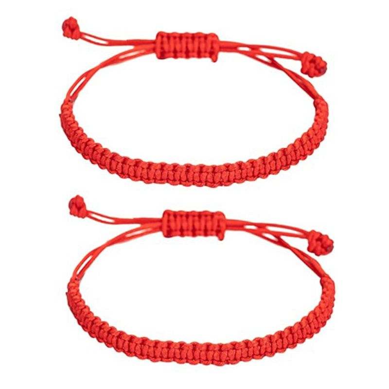 Rotes und schwarzes handgemachtes gewebtes geflochtenes Kordel-Unisex-Armband_voghion.com