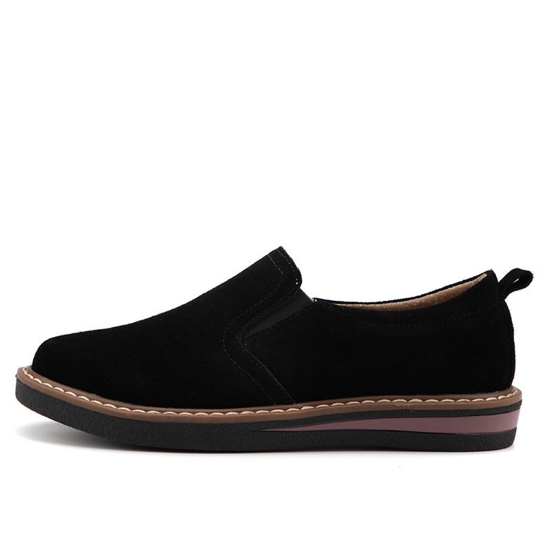 Damenschuhe Große Größe Wildleder Outdoor Slip On Gestreifte Sohle Lässige Damenschuhe_voghion.com