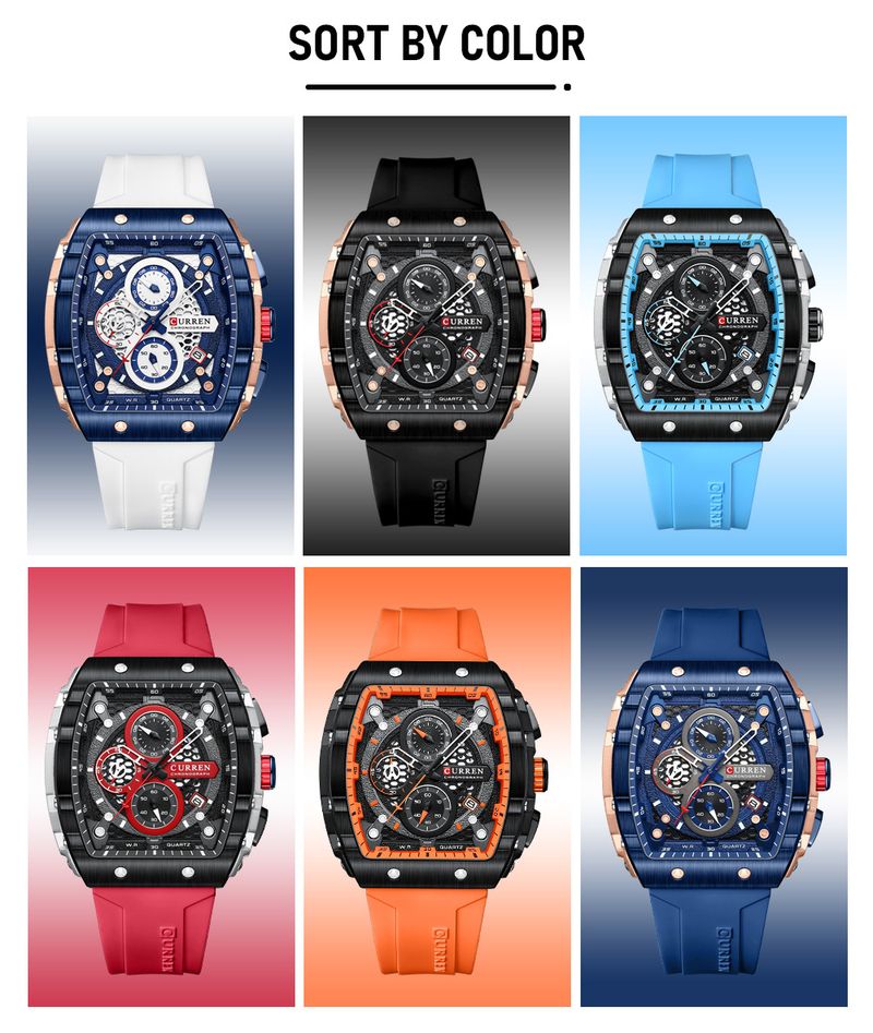 Men's And Women's Waterproof Multifunction Quartz Watch With Date Display, 6-Hand Analog Dial, Sporty Rubber Strap, Mineral Glass, Alloy Case_voghion.com