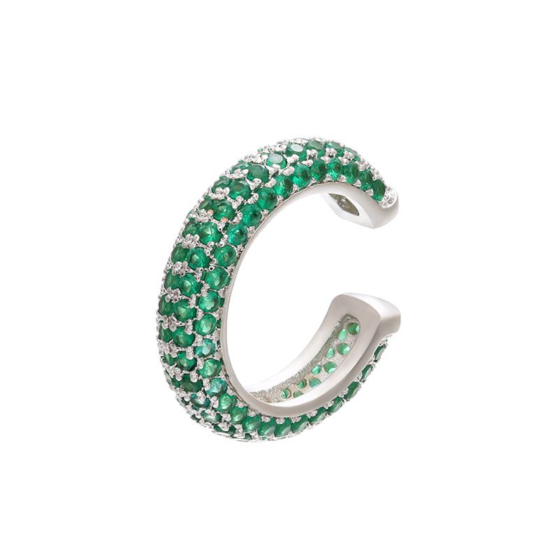 Damenschmuck Perlenschnalle Schmuck Mikro eingelegter farbiger Diamant Ohrknochenclip Farbiges Zirkonium Einfache Ohrclip-Ohrringe Kupfer K vergoldet_voghion.com