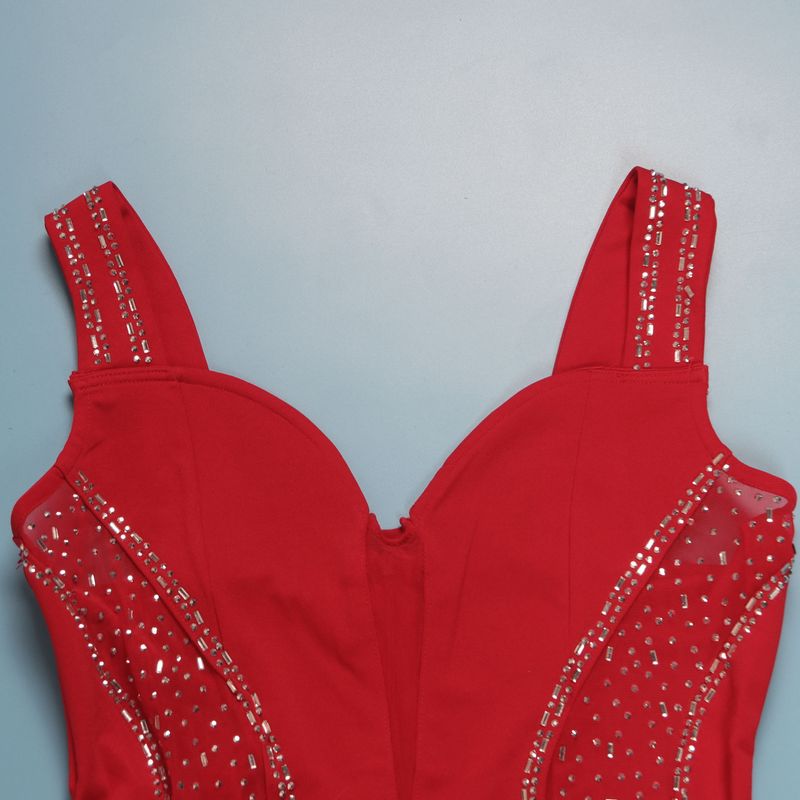 Abito da donna sexy, caldo, con cuciture a diamante, prospettiva cava, elastico, sottile, con bretelle_voghion.com