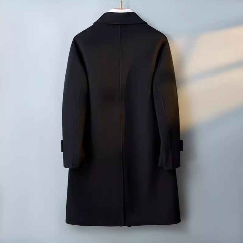 European Station Men's Double Faced Wool Coat Wool Suit Collar Wool Men's Cashmere Coat Mid Length Coat_voghion.com