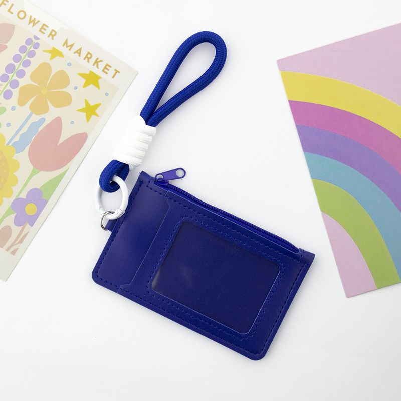 Cute Solid Color Dopamine Holder Coin Purse Handheld Lanyard Portable Card Case Unisex Zipper Leather Small Bag Foreign_voghion.com