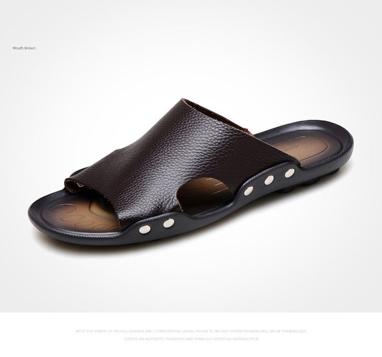 Pantofole da uomo estive in vera pelle alla moda_voghion.com