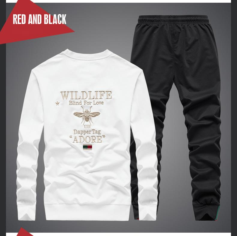 2023 novo conjunto de primavera moda masculina bordado pequena abelha conjunto masculino_voghion.com