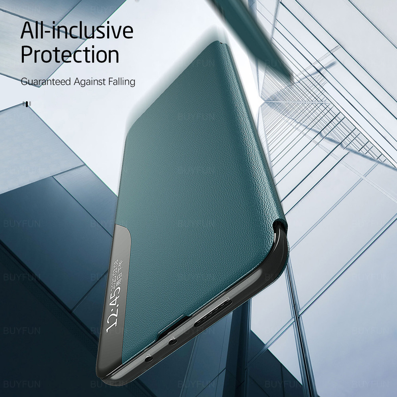 kılıf samsun a32 4g PU Deri Akıllı Pencere Görünümü Kapaklı Kılıf Samsung Galaxy A32 5G a 32 32a Mıknatıs Standlı telefon kabuğu_voghion.com