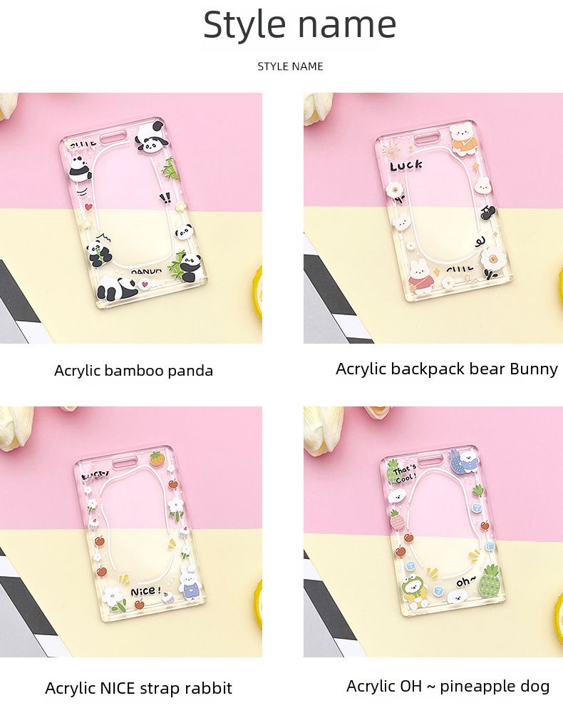 ins Cute Cartoon Simple Transparent Card Set Campus Bus Meal Card Factory Brand Permis de muncă Husă de protecție Hard Shell Brand_voghion.com