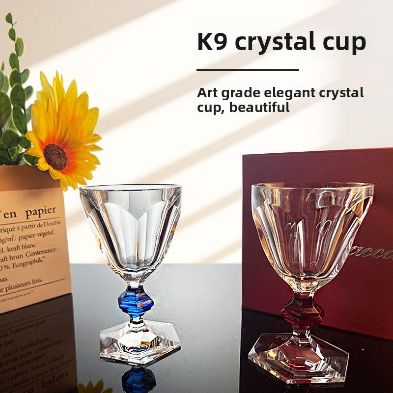Baca Red High Stem Crystal Champagne Sparkling Cocktail Wine Glass High-end Feel_voghion.com
