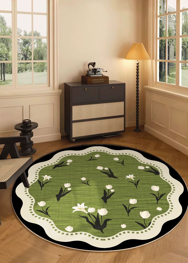 Green Medieval Style Living Room Rocking Chair Sofa Floor Mat Bedroom Cloakroom Light Luxury High End Makeup Chair Round Carpet_voghion.com