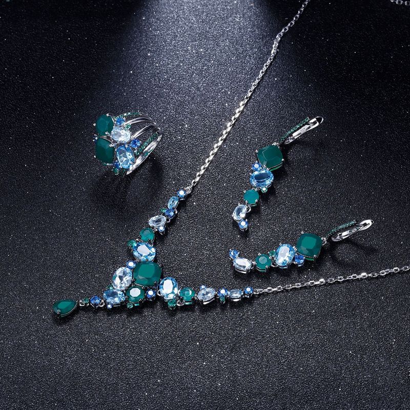 Designer Bankett Luxus Edelstein Halskette Einzigartiger Schmuck S925 Sterling Silber Naturfarbener Edelstein Halskette Anhänger_voghion.com