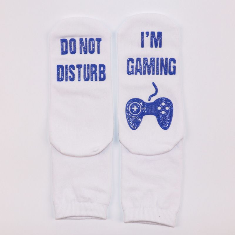 Mid-tube socks soles letter non-slip glue creative casual sports socks game socks_voghion.com