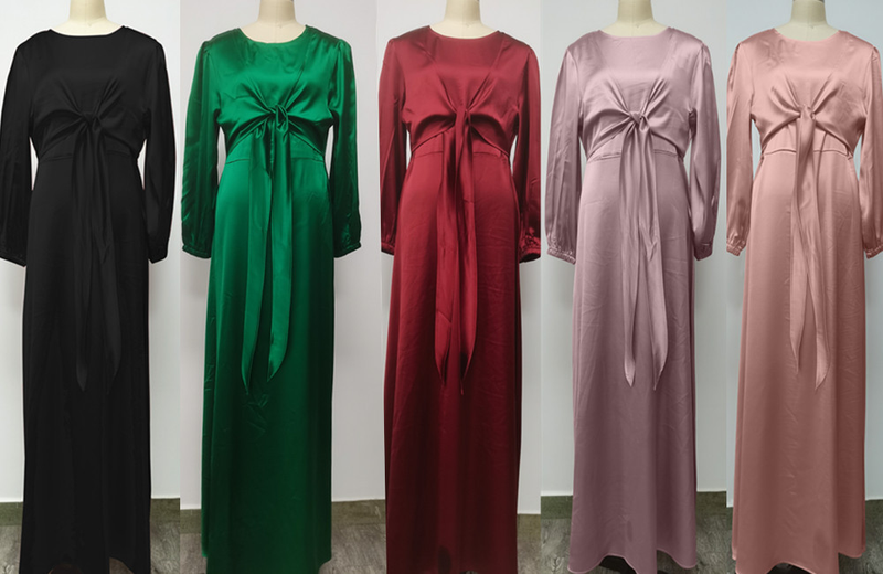 Ženska oblačila Obleke Bližnji vzhod Dubaj Muslimanske ženske halje z elegantnimi dolgimi krili_voghion.com