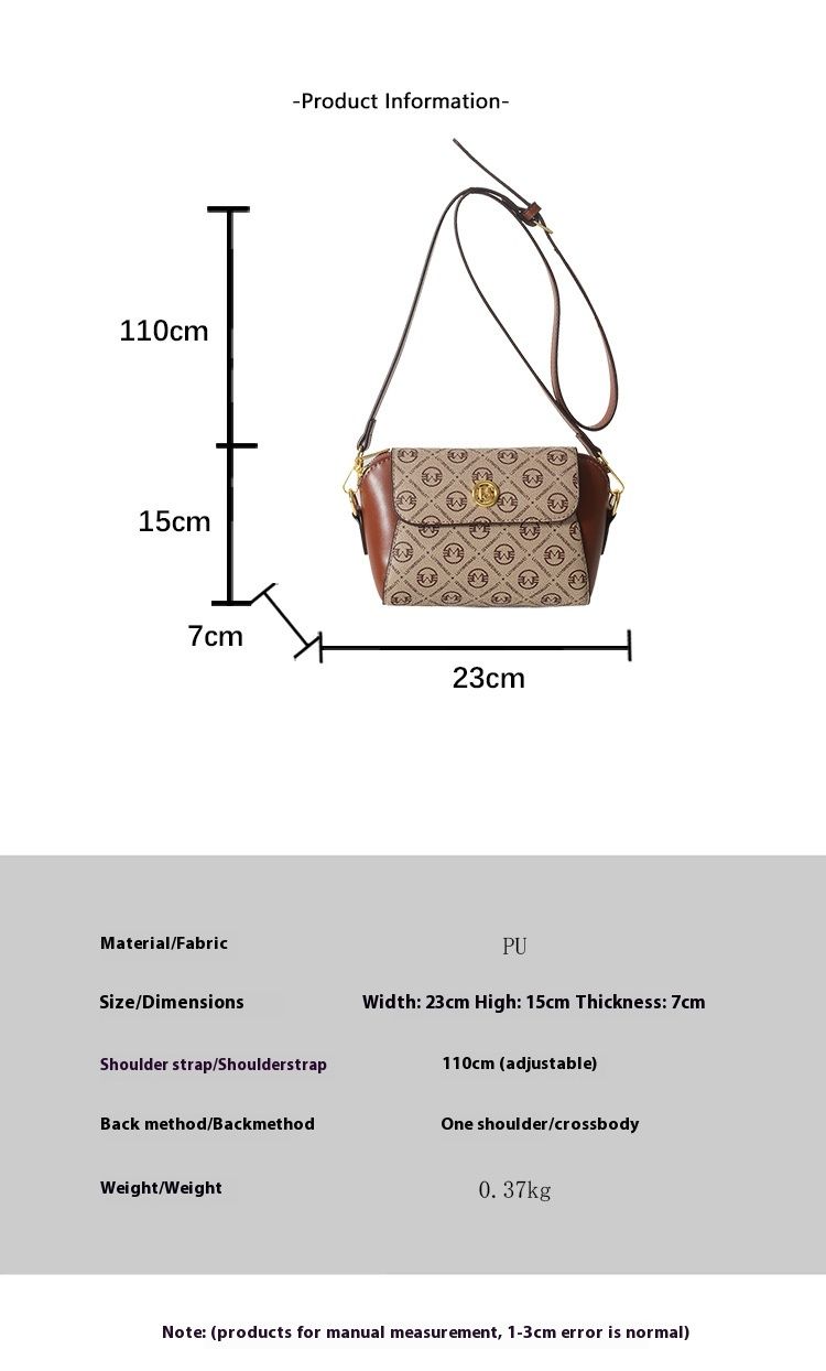French printed handbag for women 2024, new women's simple and lightweight small square one shoulder crossbod bag,_voghion.com