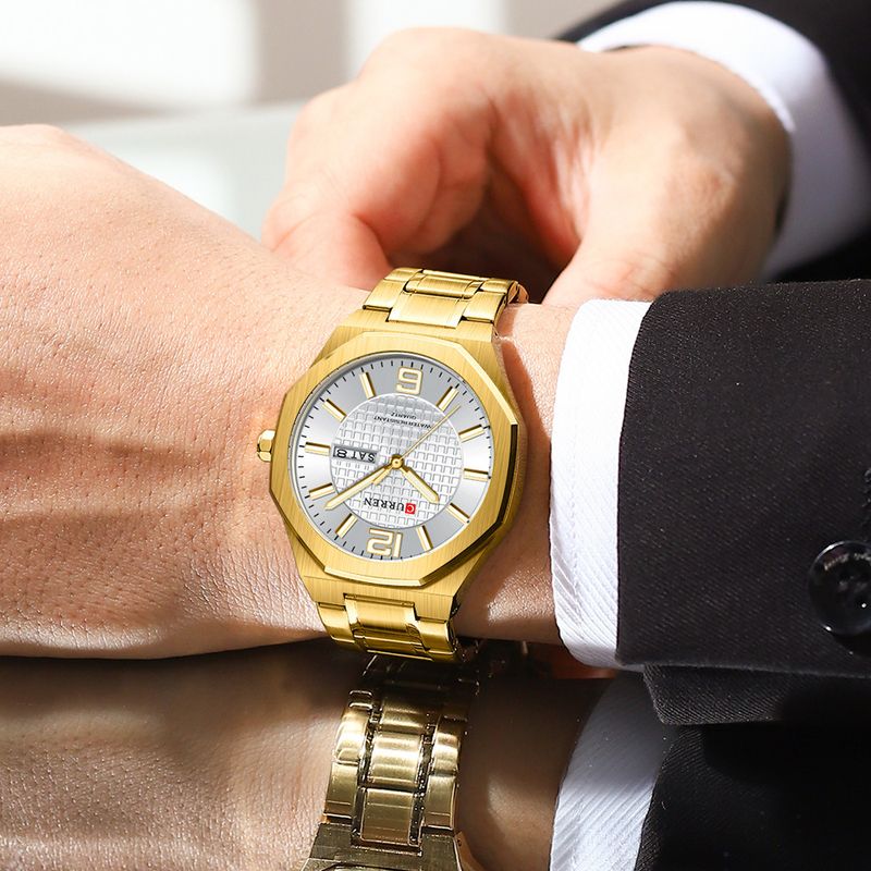 Men's Classic Round Analog Watch With Dual Calendar, Waterproof 30M, Stainless Steel Case & Band, Mineral Crystal, Quartz Movement_voghion.com
