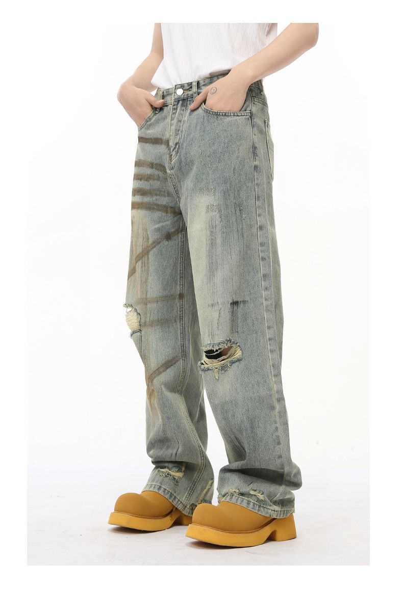 Herrenbekleidung Neue Produkte Nischentrend Old Wasteland Style Heavy Industry Denim Suit Trend_voghion.com