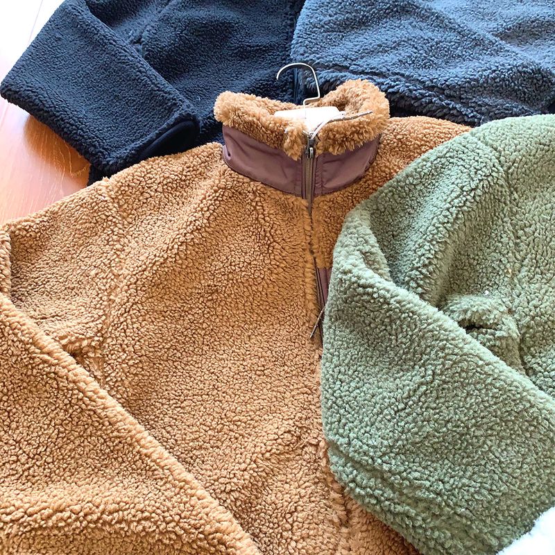 Winddichte Unisex-Jacke mit Fleecefutter – gemütlicher Paarmantel mit Stehkragen, Polyester-Außenmaterial für Herbst und Winter_voghion.com