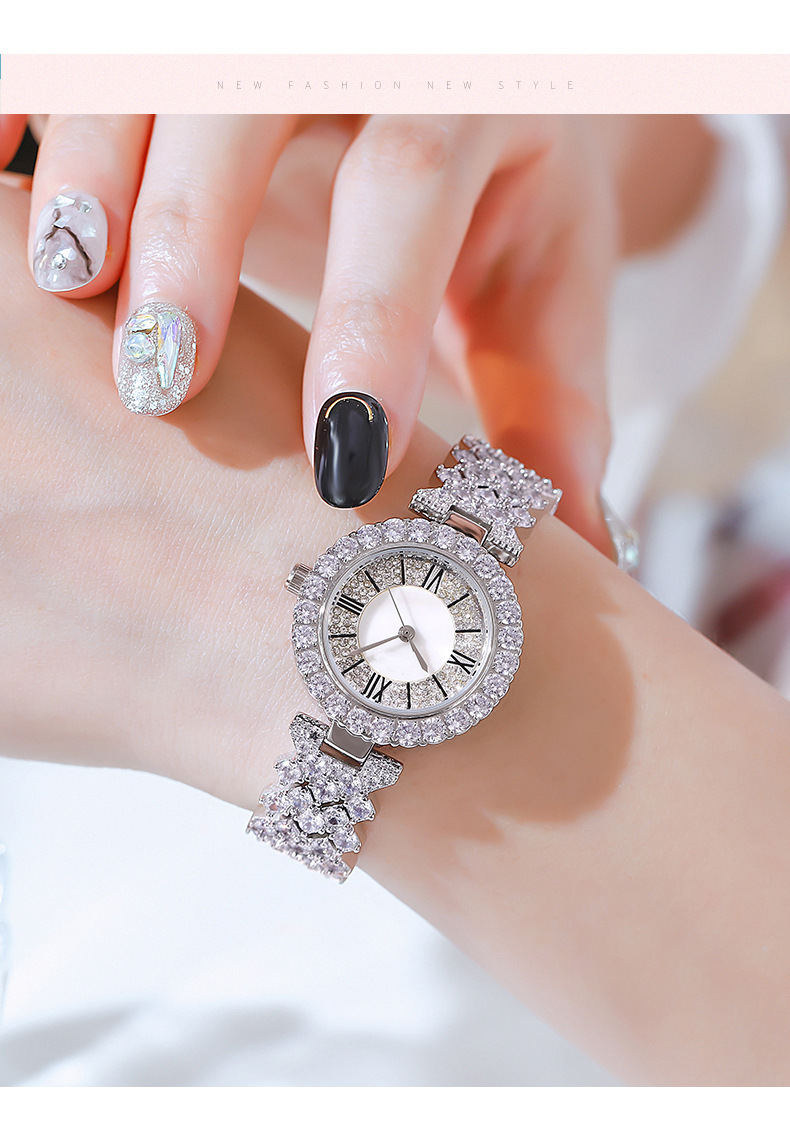 Diamant-Volldiamant-Armbanduhr, schlichter Diamant-Stil, modische Luxus-Quarz-Modeuhr_voghion.com